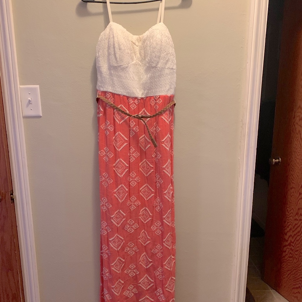 Peach belted dress